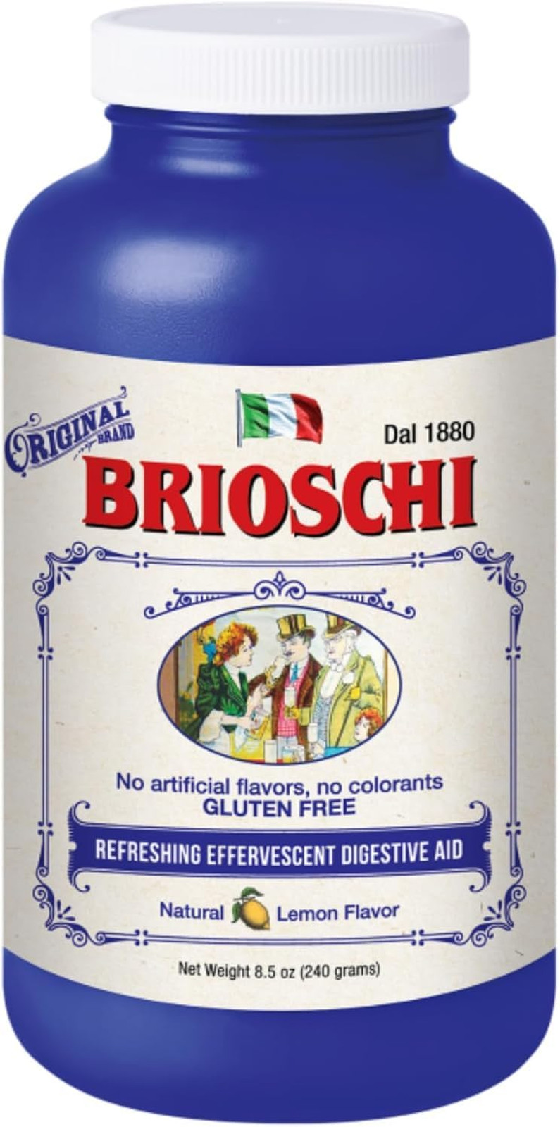 Brioschi Italian Lemon Flavored Effervescent Heartburn, Upset Stomach, Acid Indi