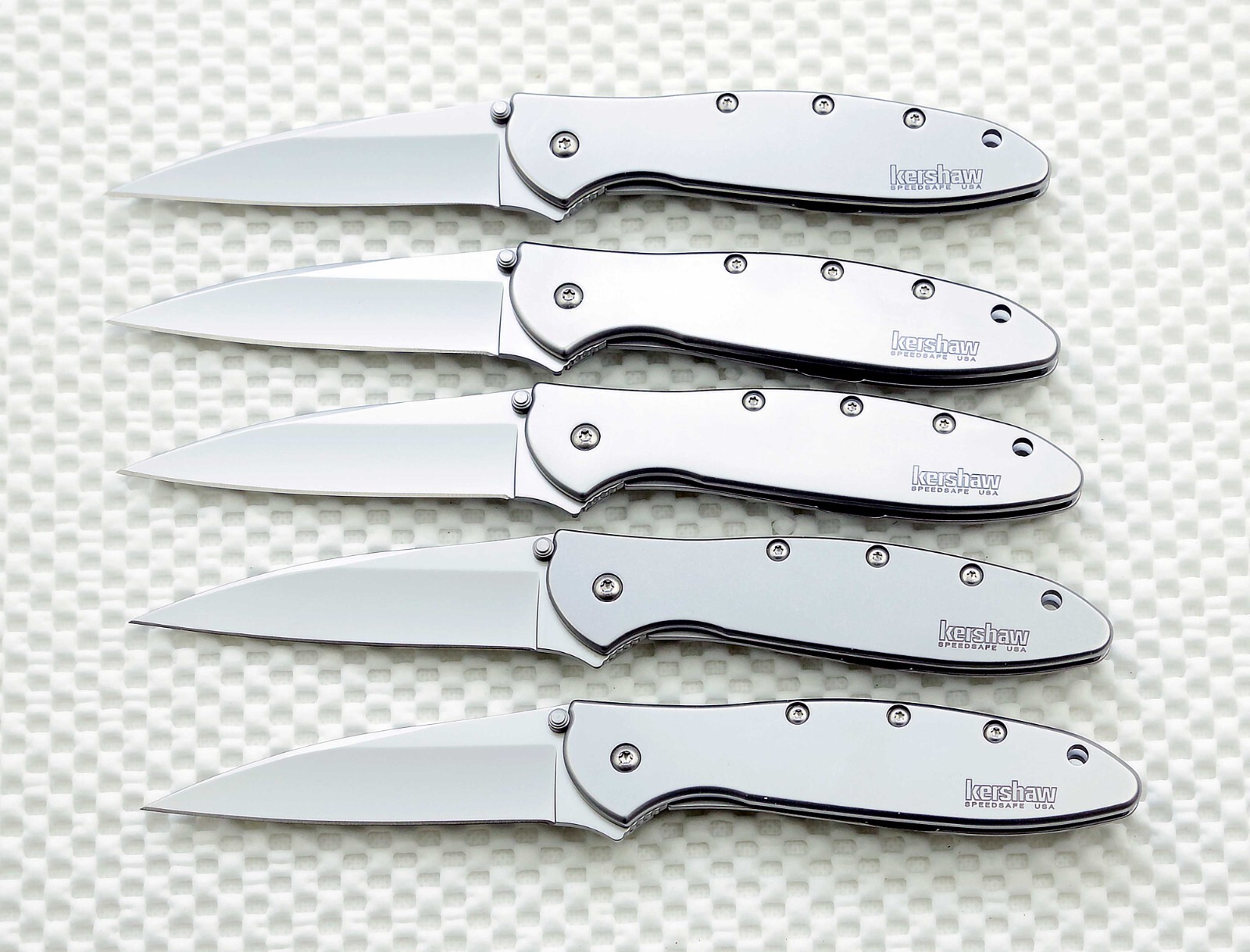 5 pack of 1660 Kershaw Leek Knives silver plain Blade New Blem knife