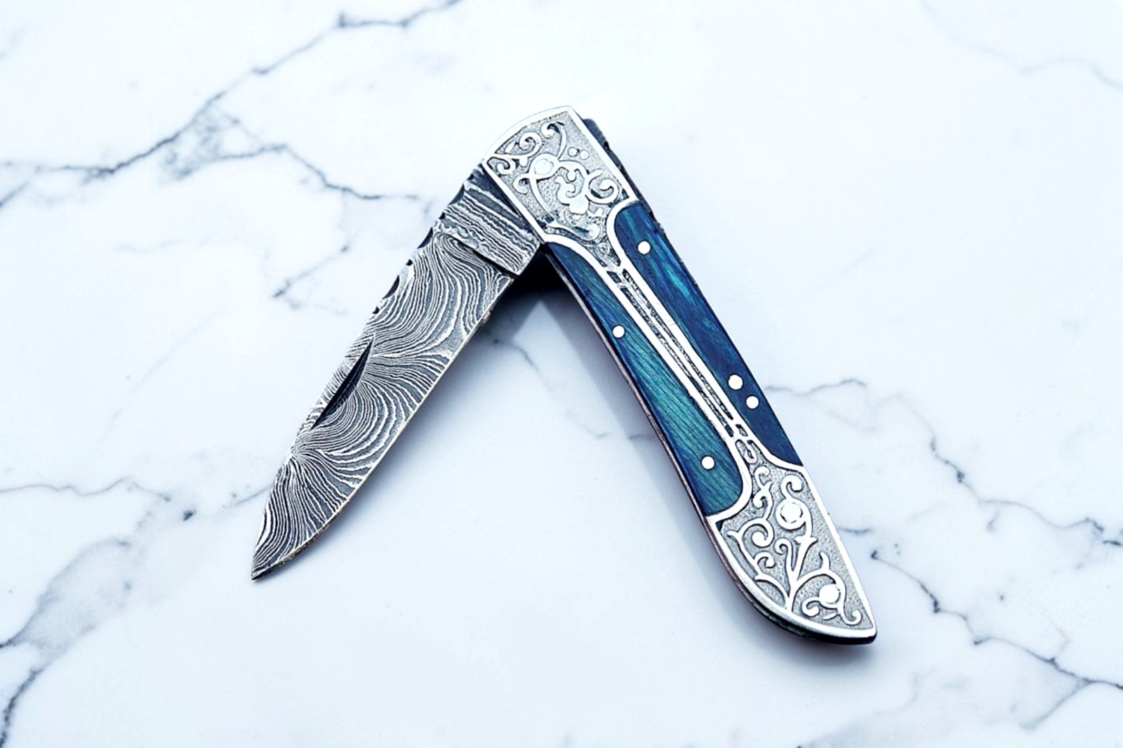Custom Made Forged Damascus Steel Folding Pocket Knife BackLock EDC 770