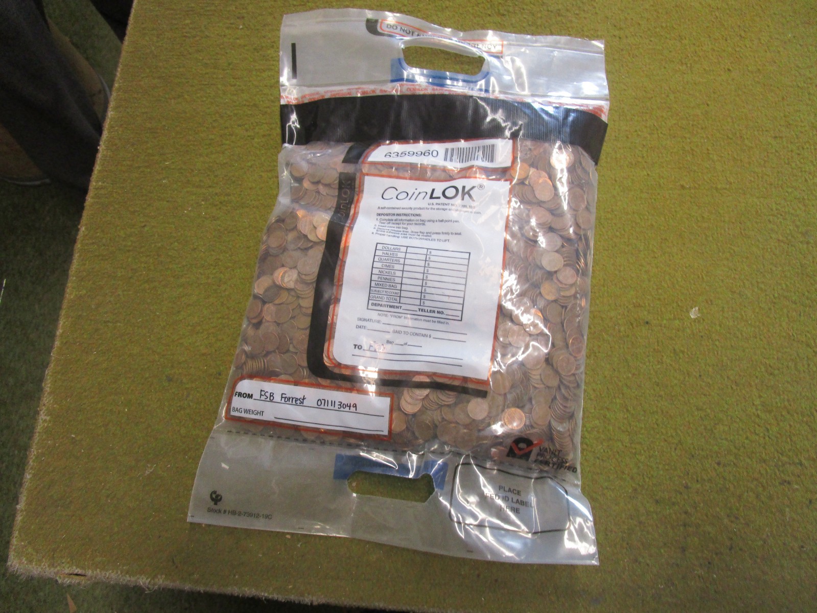 5000 - 95% Copper Bulk Lincoln Cents 1959-1981 in plastic bank bag