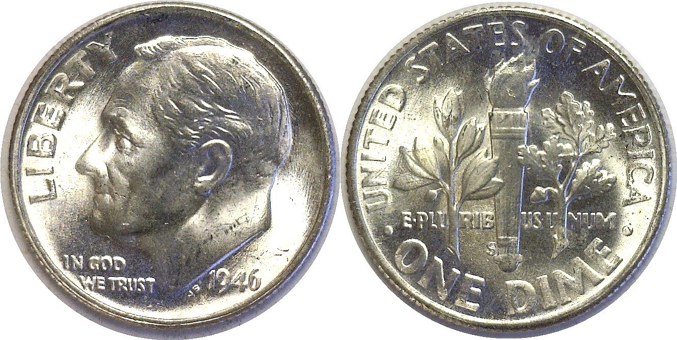 1946-S 10C Silver Roosevelt Dime Uncirculated