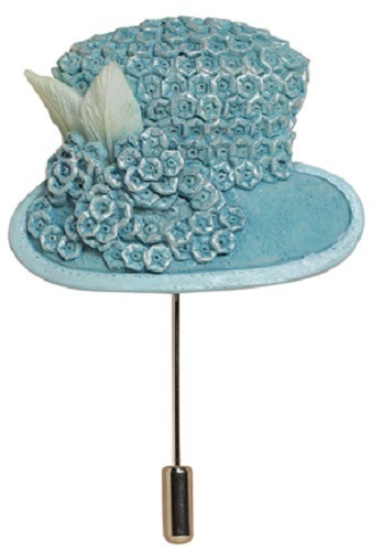 Harriet Rosebud Powder Blue Hat Lapel Stick Pin #3348