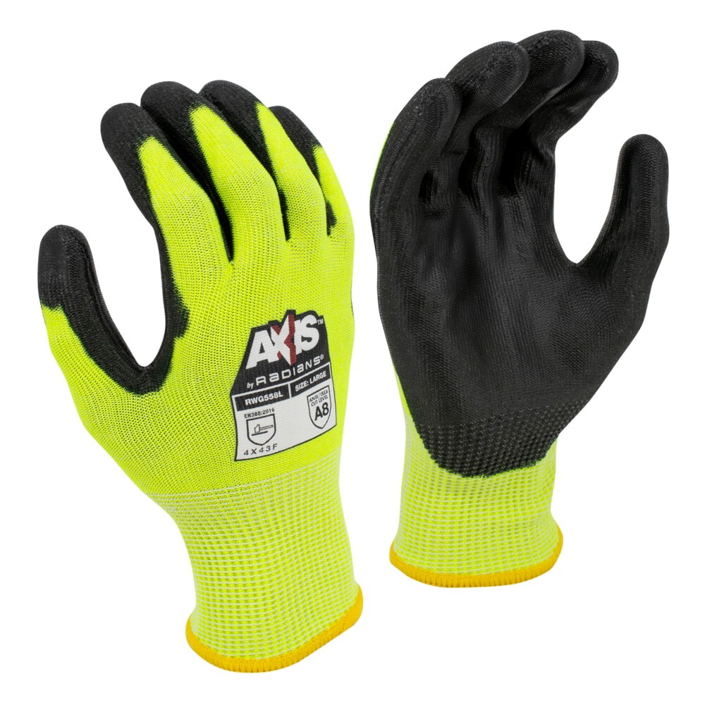 Radians RWG558 PU Palm Coating Cut A7 Work Glove 13-Gauge [12 PACK]