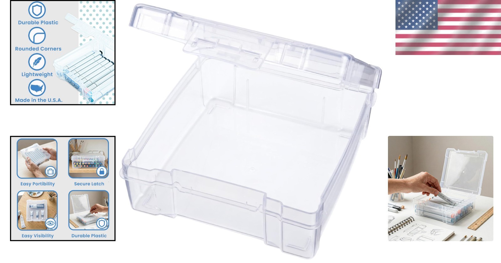 Effortless Organization: ClearView 6" x 6" Stackable Art Supply Storage Box