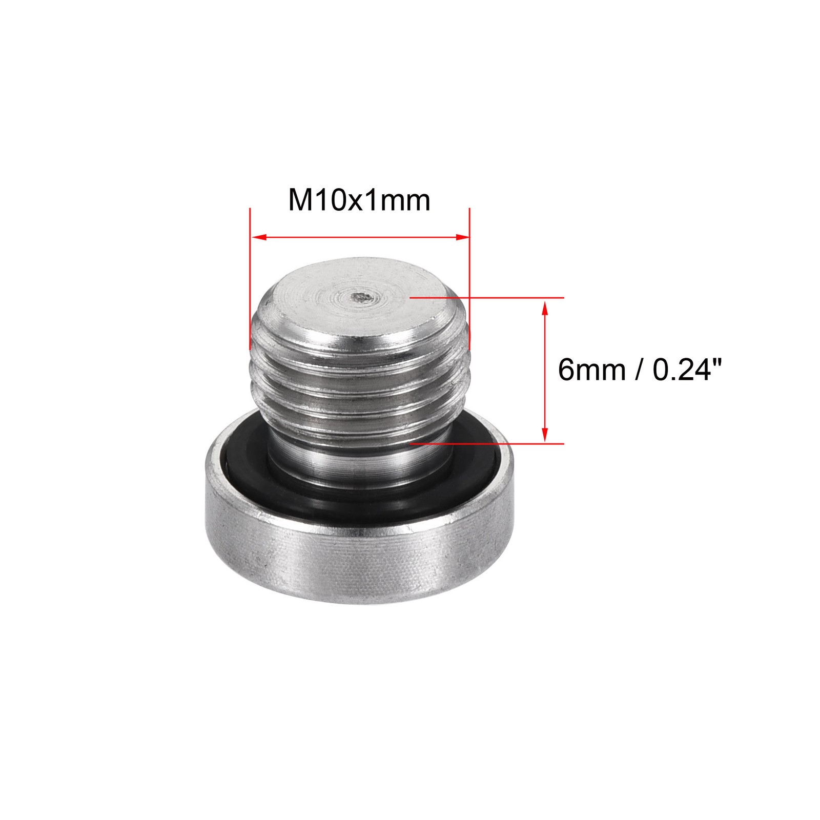 2 x Stainless Steel Inner Hex Head M10 Pipe Fitting Plug with Seal Ring