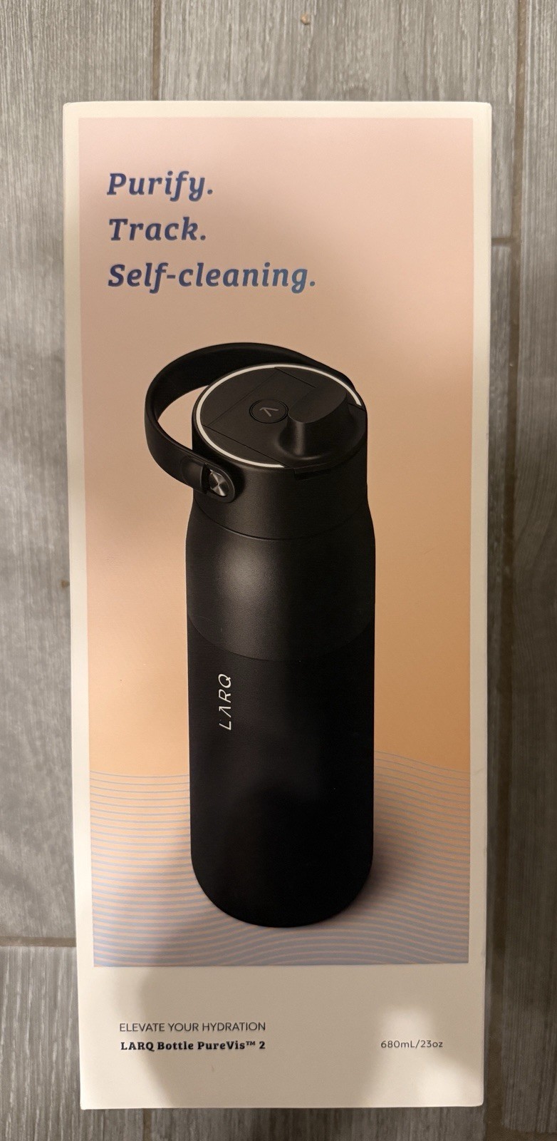 LARQ Bottle PureVis 2 Smart Self-Cleaning Water Bottle 23oz Obsidian Black