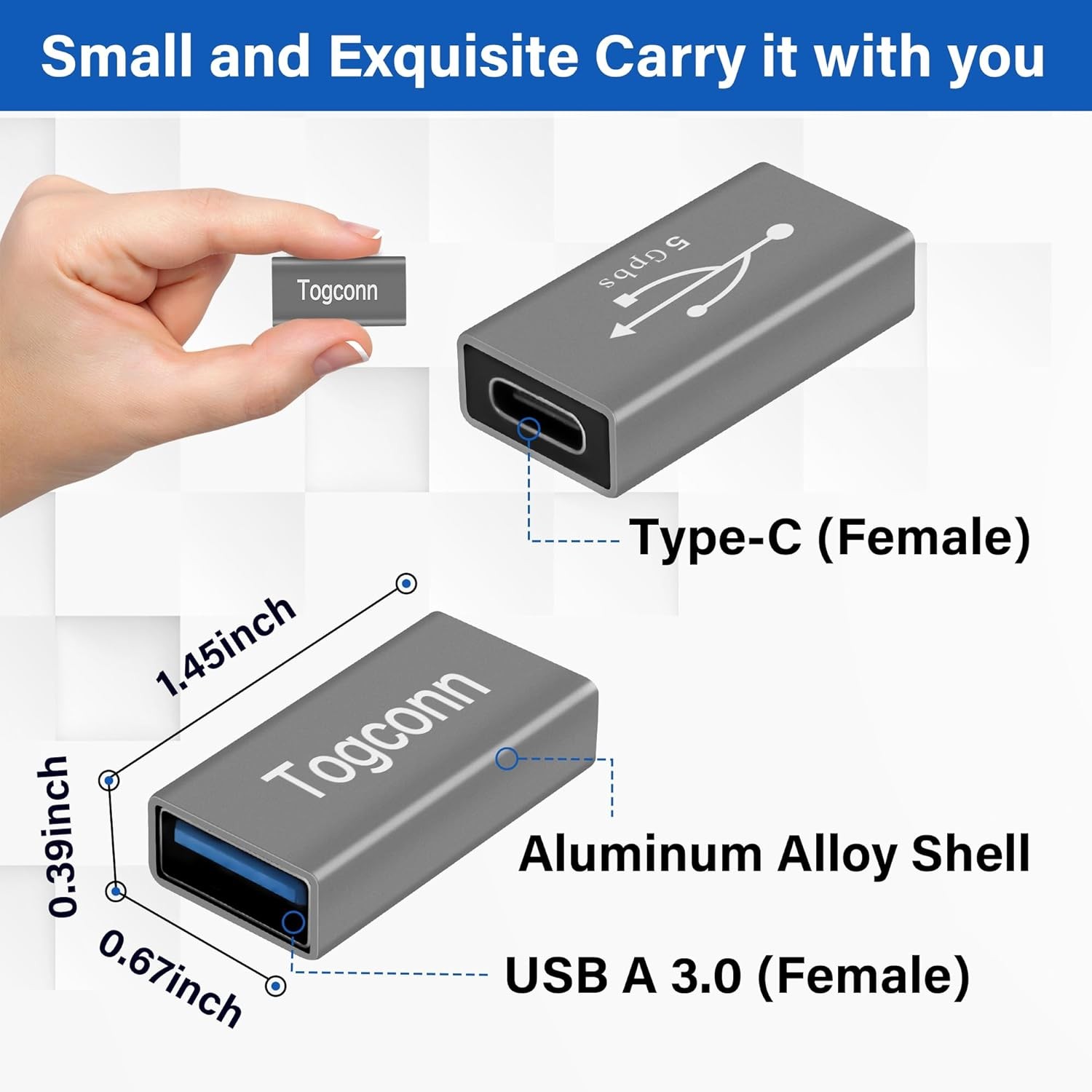 USB to C Adapter 2 Pack, 2 A Female C