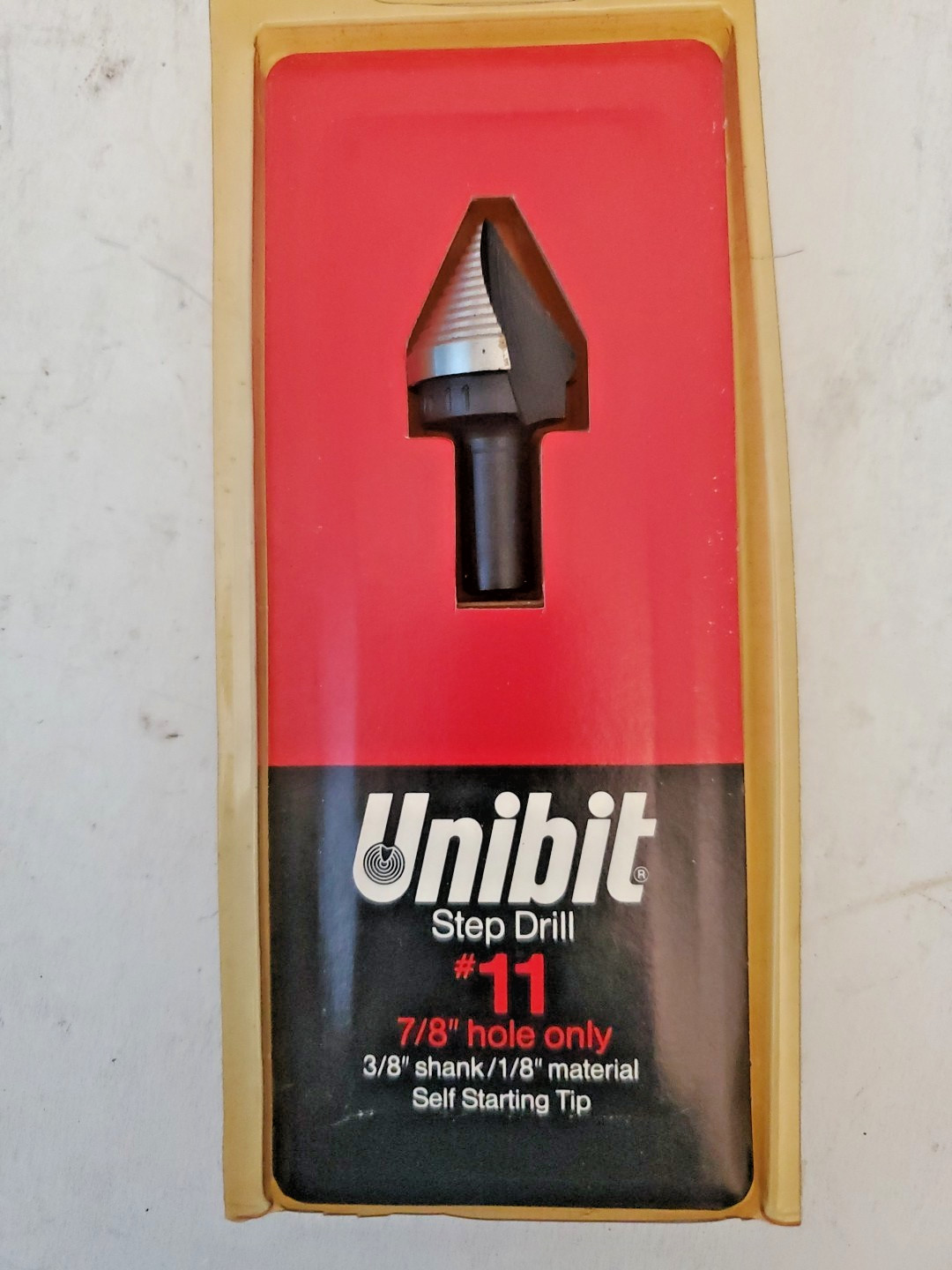 Unibit Step Drill Bit 11 ~ 7/8" Hole Only, 3/8" Shank - 1/8" Material Self-Start