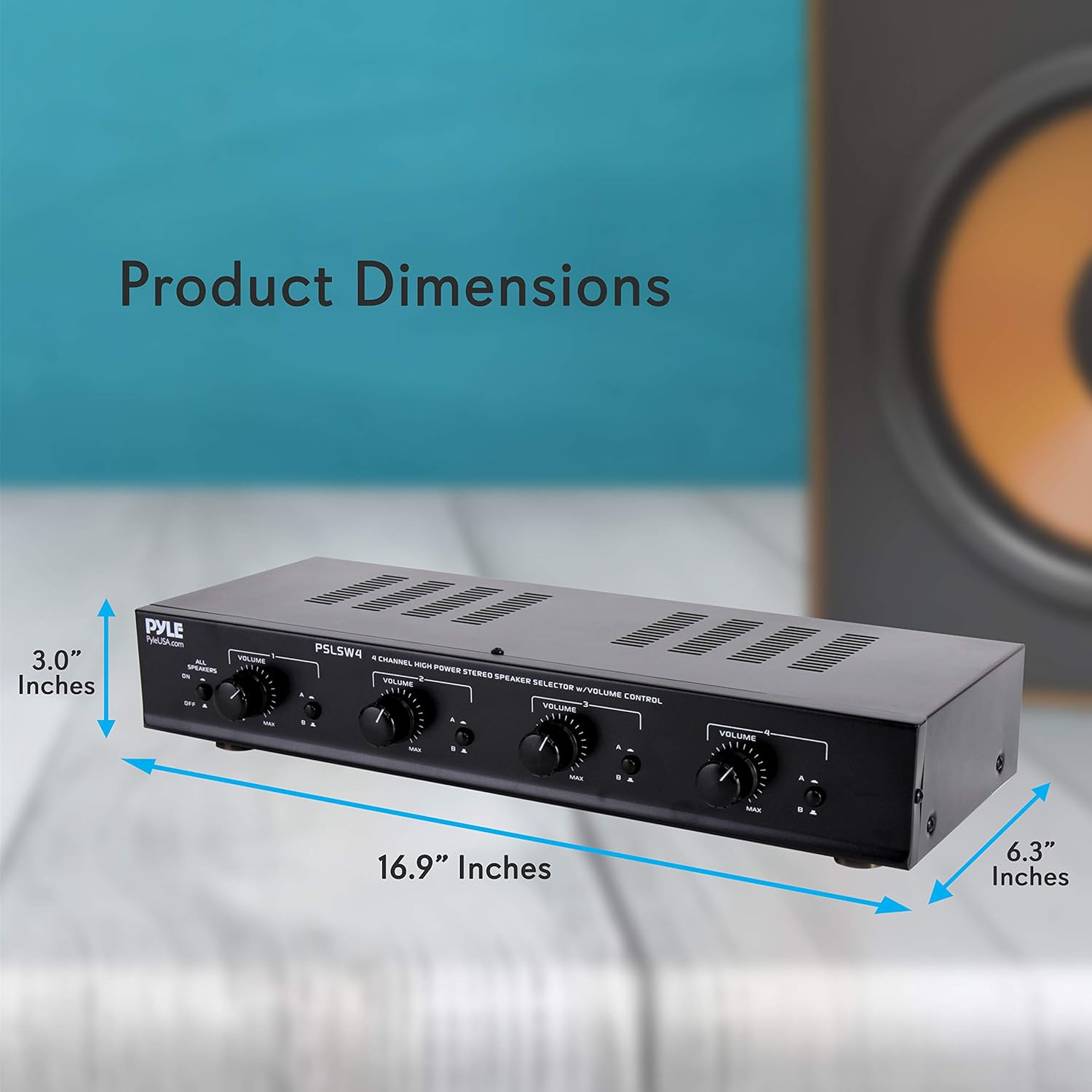 4 Channel Speaker Selector Switch - Multi Zone Audio Distributor with Independen