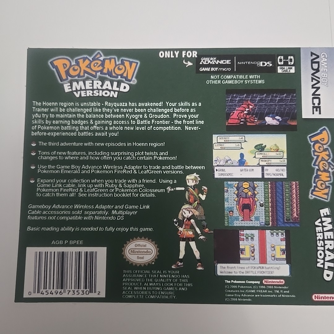 Replacement Case For Pokemon Emerald Version Nintendo GBA