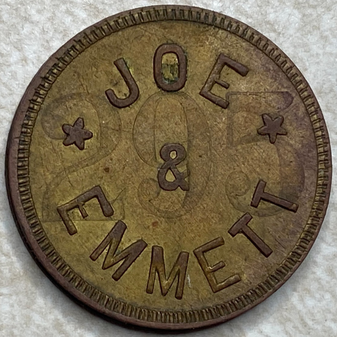 Joe & Emmett Overstruck St Paul MN Minnesota Token T8494