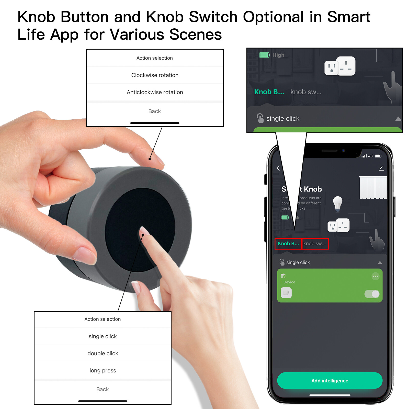 MOES Tuya ZigBee Smart Knob Switch Wireless Scene Switch Button Controller App