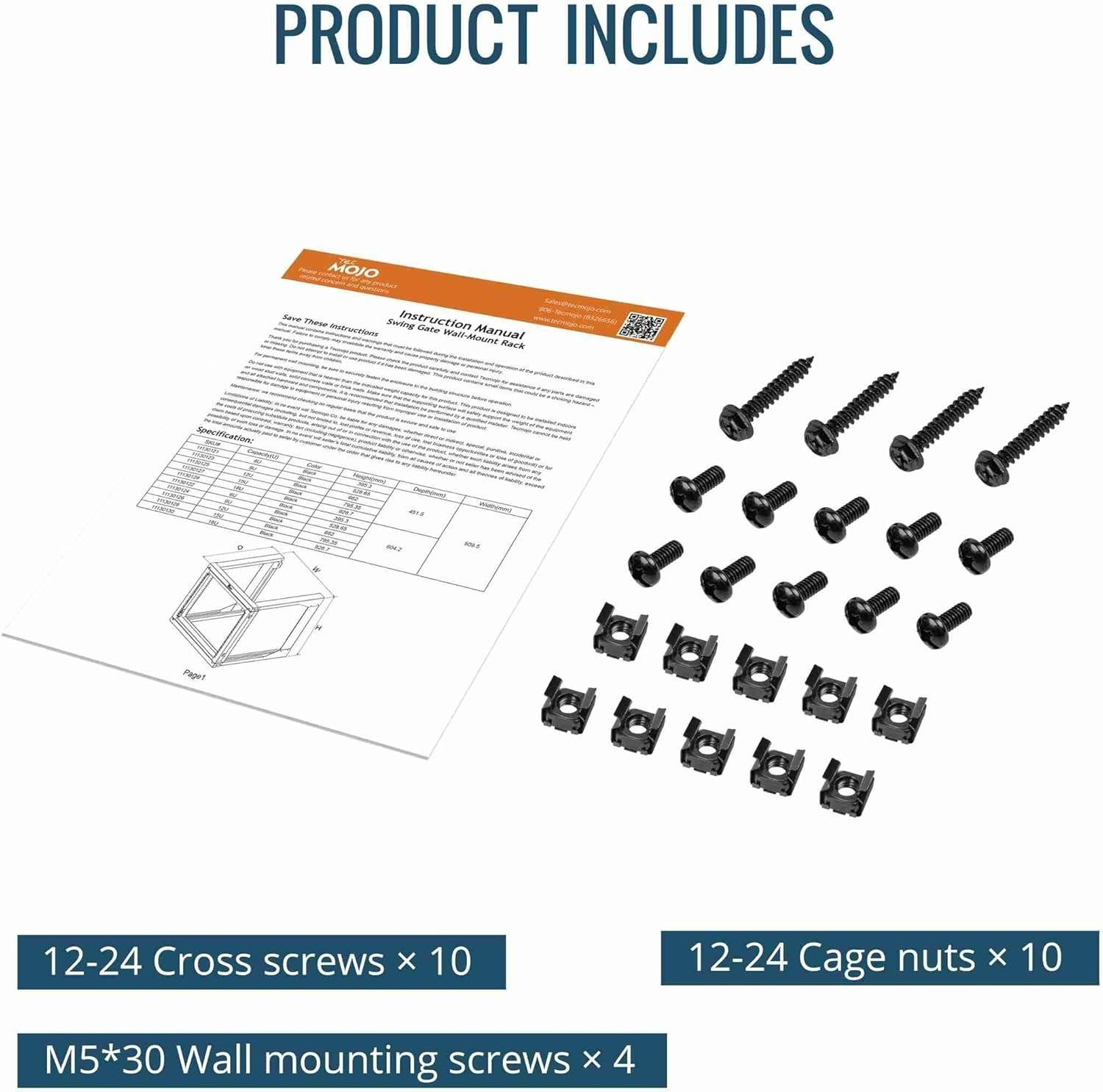 Tecmojo 9U Wall Mount Rack, Server Rack,Open Frame Server Rack,Network#2507JR7