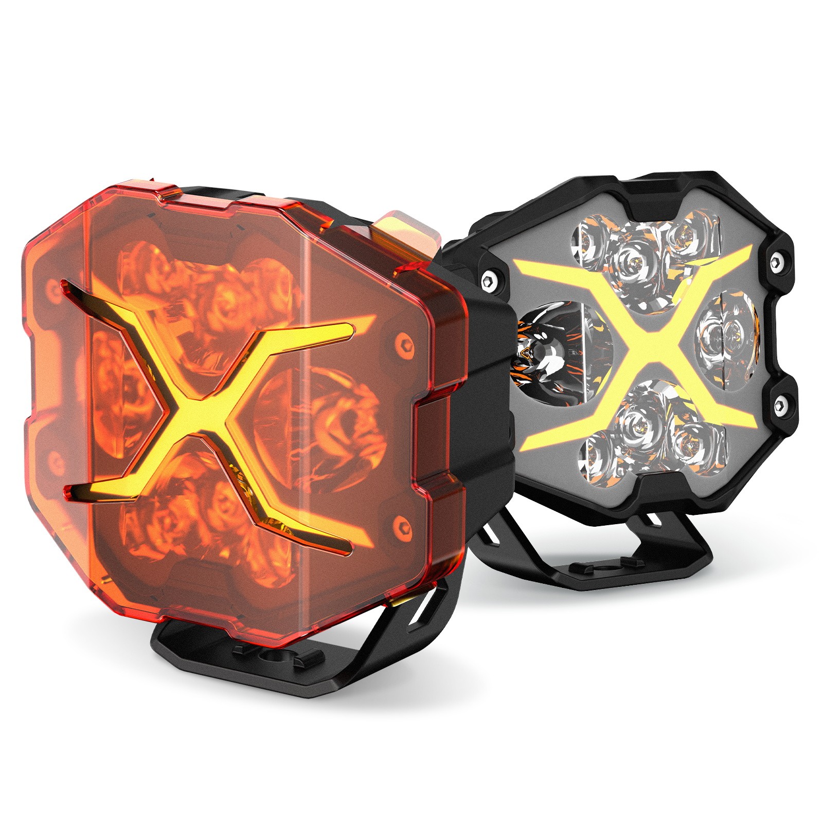 NOVSIGHT 4'' LED Pods X Series Off Road Super Bright Drive Beam with Amber Cover
