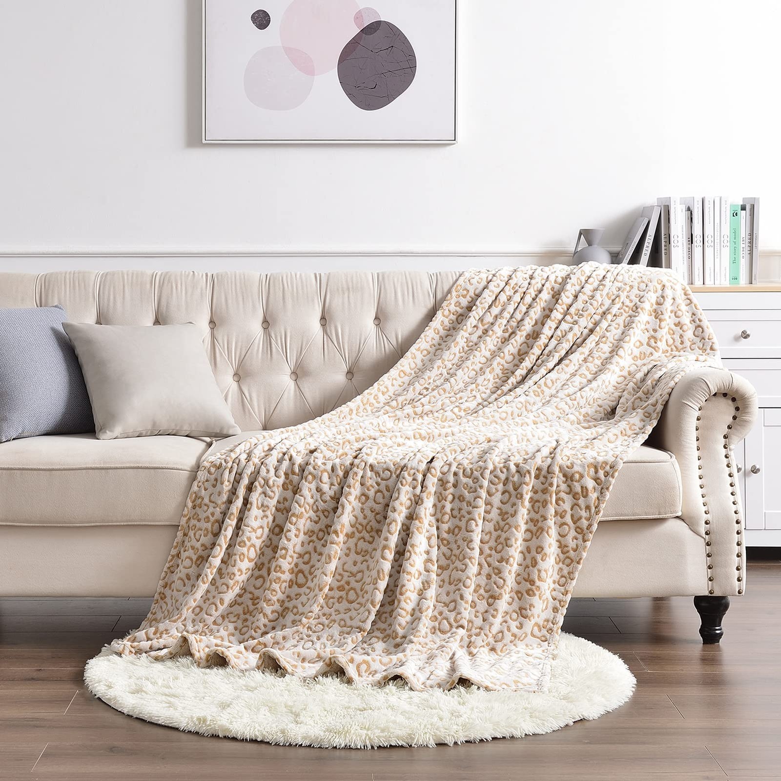 | Leopard Throw Blanket Fleece, Premium Lightweight Cozy Warm Plush Microfibe...