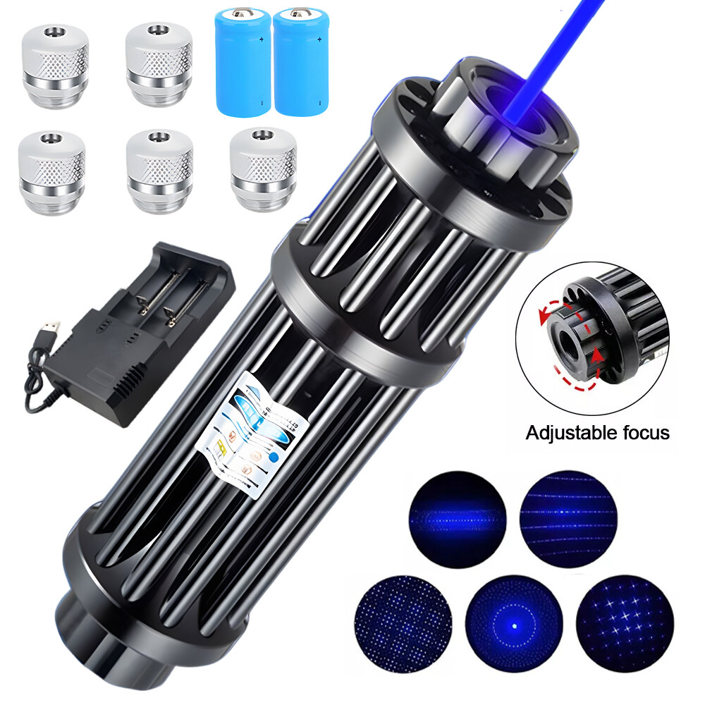 2000M Blue Burning Laser 445nm Adjustable Visible Beam Laser Light&5 Cap