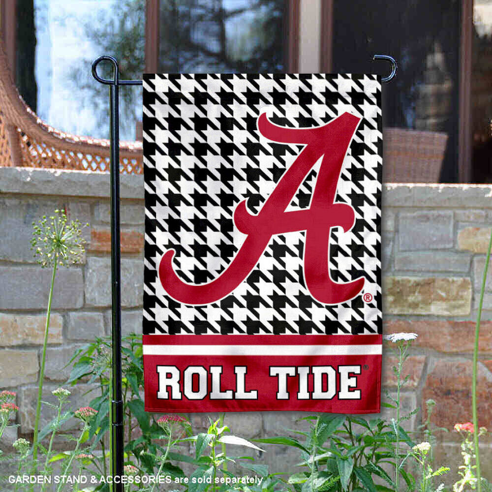 Alabama Crimson Tide Houndstooth Garden Flag and Yard Banner