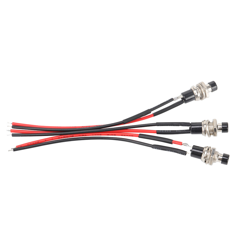 3x Mini Push Button Pre-Wired Momentary N/O OFF-ON Switch Plug 12V 5AMP SPST