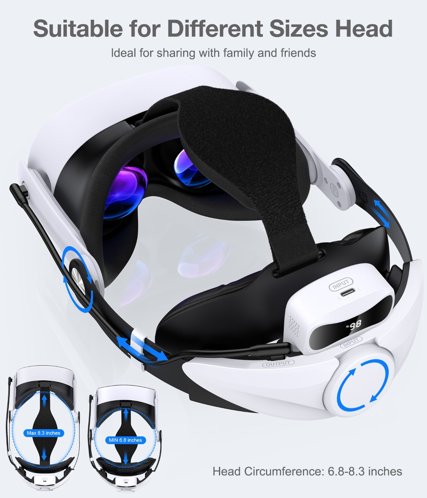 7500mAh Battery VR Head Strap for Meta Quest 2/Quest 3S/Quest 3 Replacement