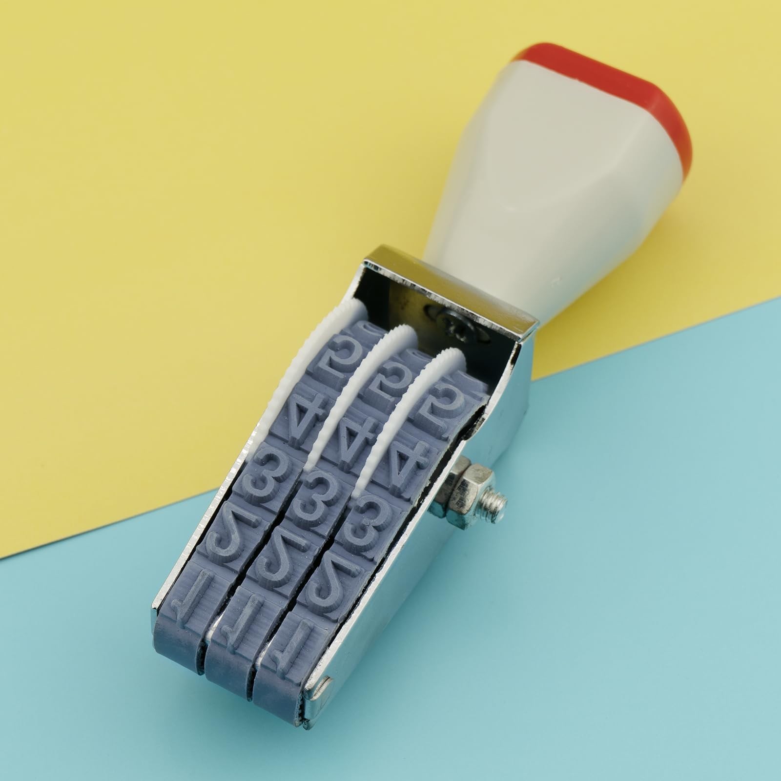 3 Digit Number Stamp by JPKTA,Rubber Changeable Office 3 Stamp, Grey
