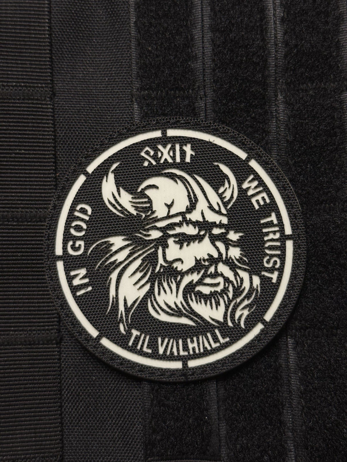 Viking In God We Trust Odin Til Valhall IR InfraredTactical Hook Loop Patch Glow