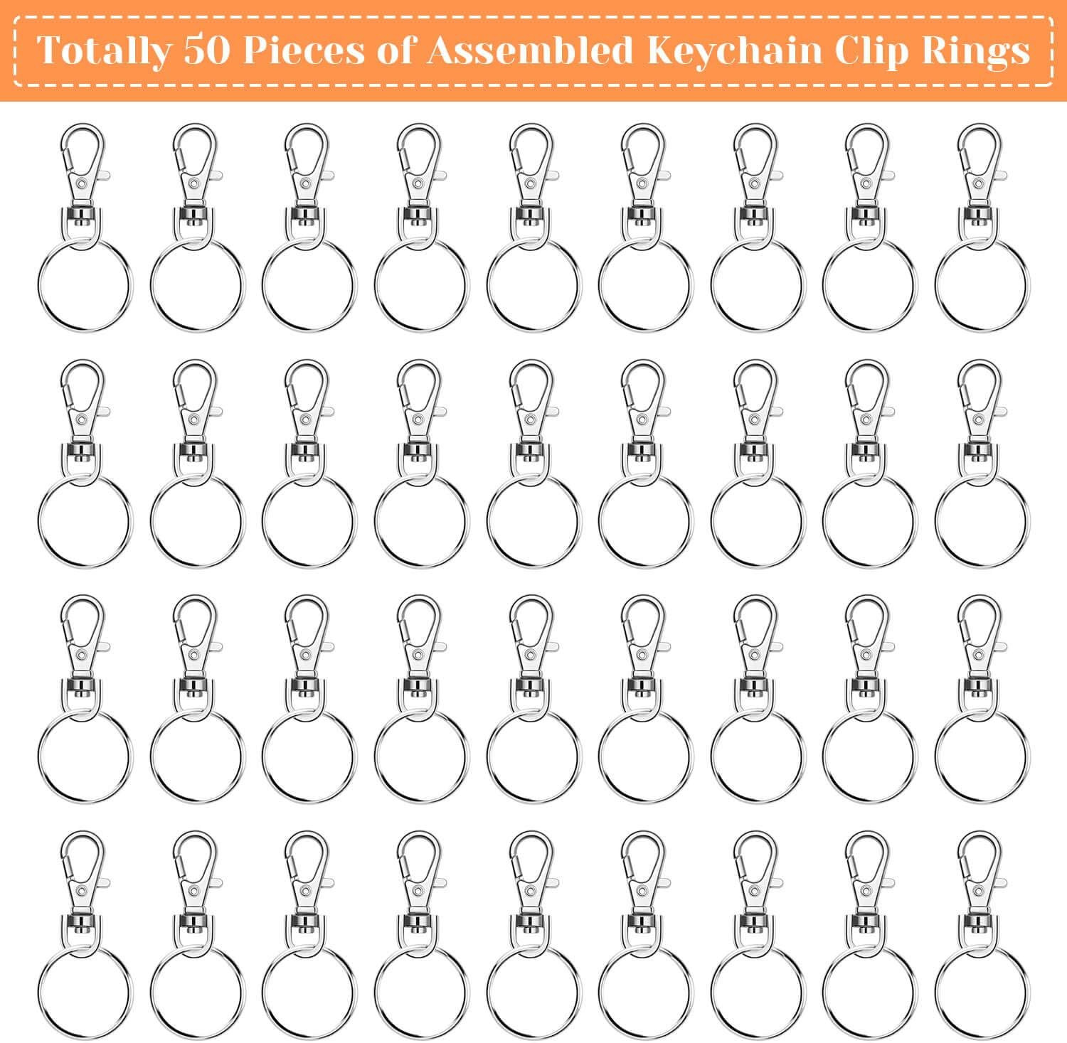 50 Sets Keychain Rings for Crafts, Assembled Key Chains Hardware for Key Chains,