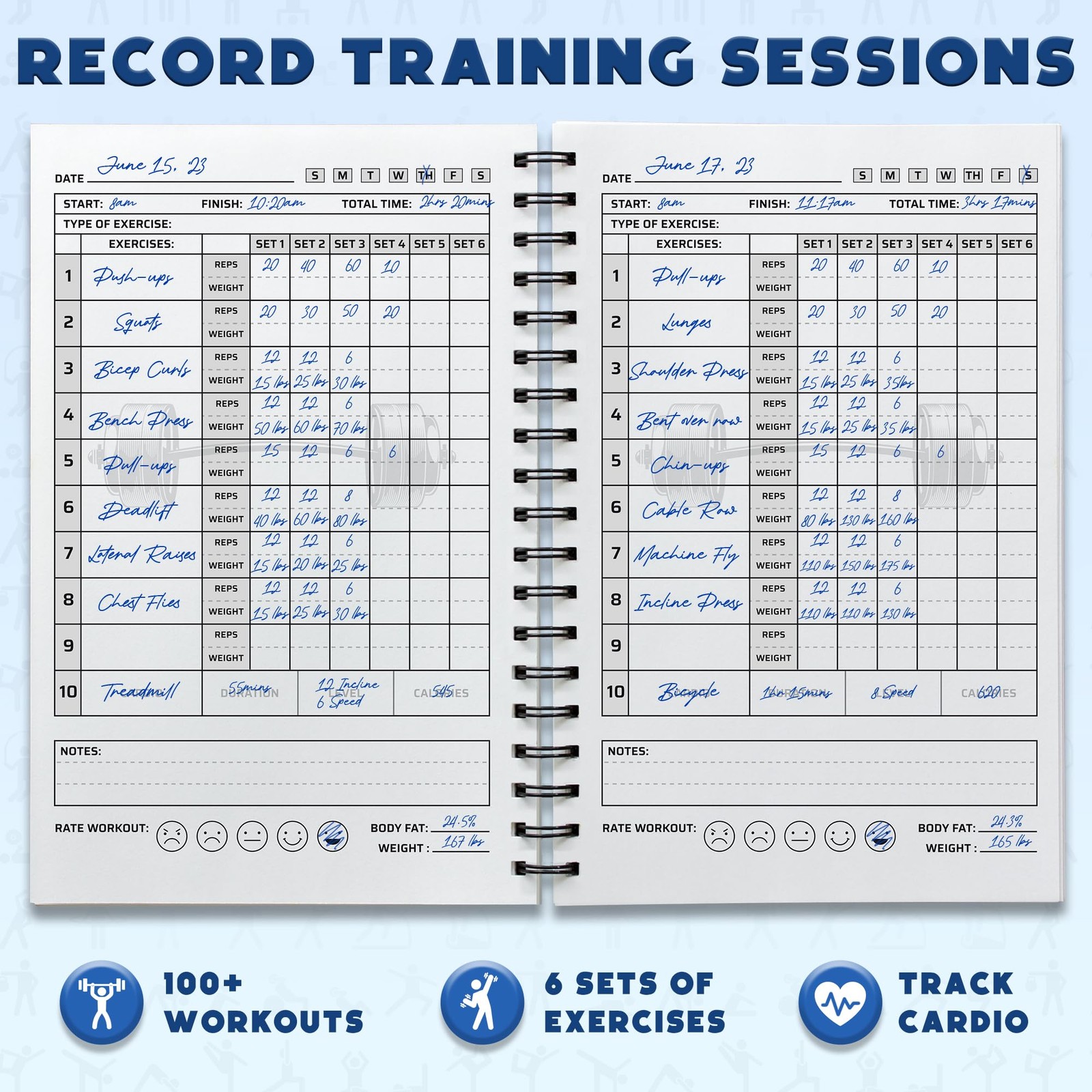 Workout Planner for Daily Fitness pack of 1, Charcoal Grey-Soft Cover