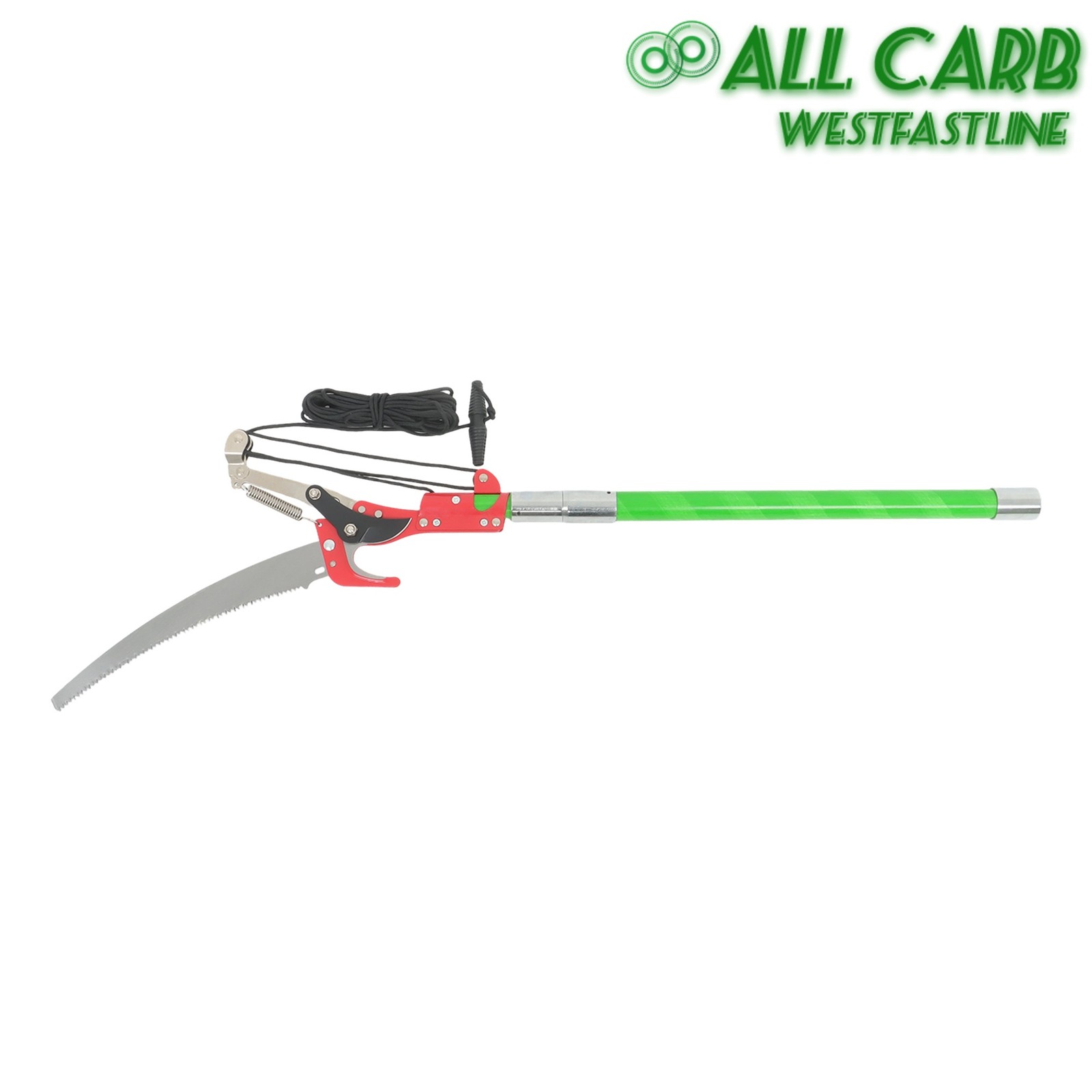 30FT Extendable Tree Trimmer & Pole Saw Combo 9-Section Telescoping Green Pole