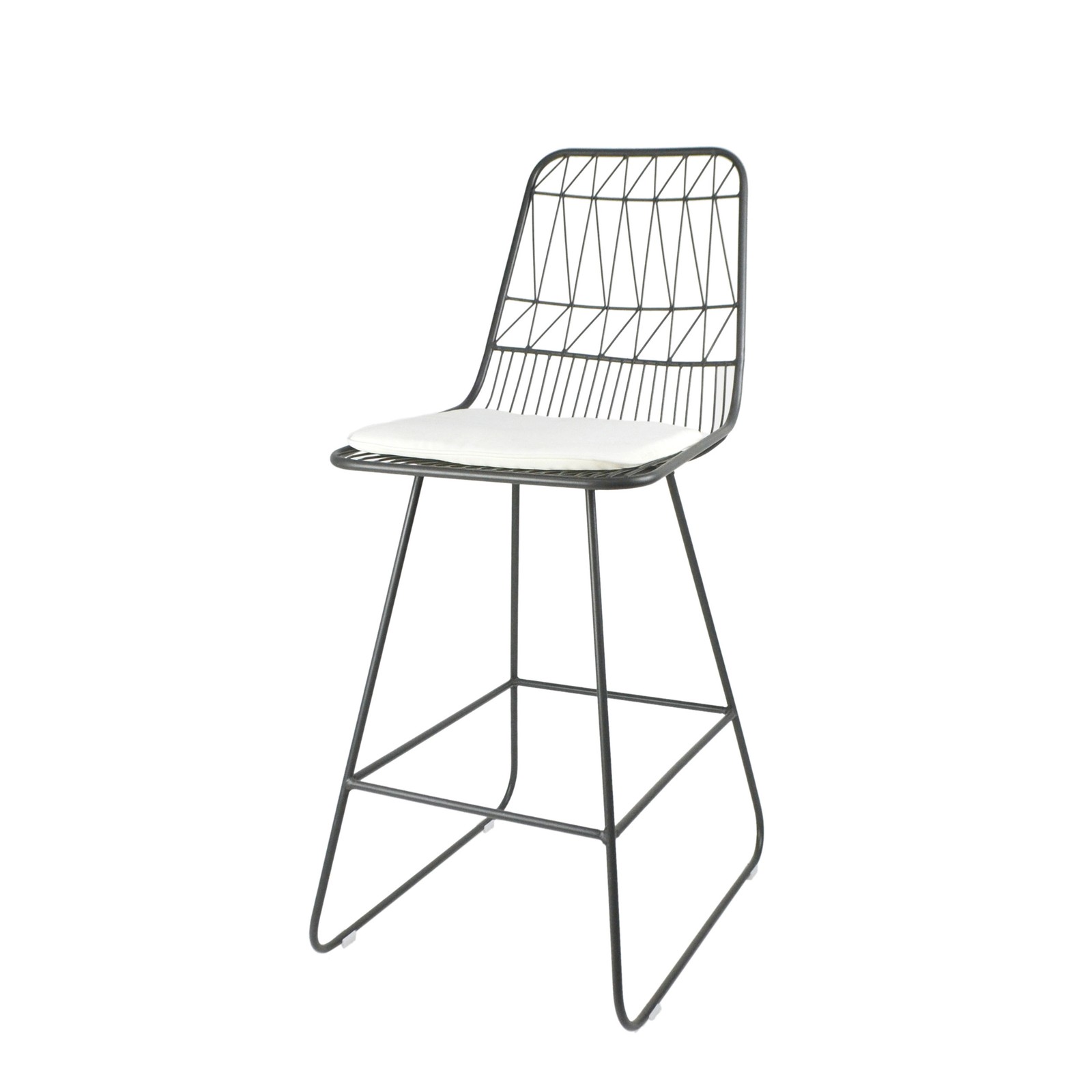 Modern Wire Counter Stools with Cushions (Set of 2) For Indoor & Outdoor