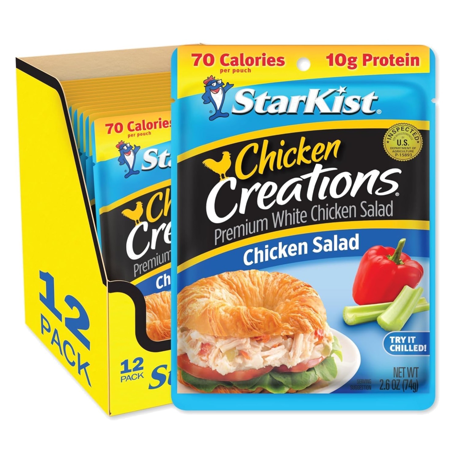 Convenient Chicken Salad Pouches - 2.6 oz, 12 Pack