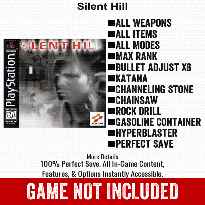 Silent Hill 100% Unlocked PlayStation Memory Card All Items PS1