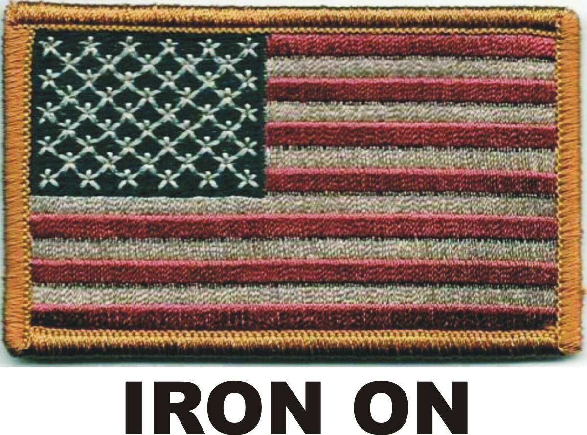 United States US Flag Faded Vintage Look Iron on Sew on Embroidered Patch