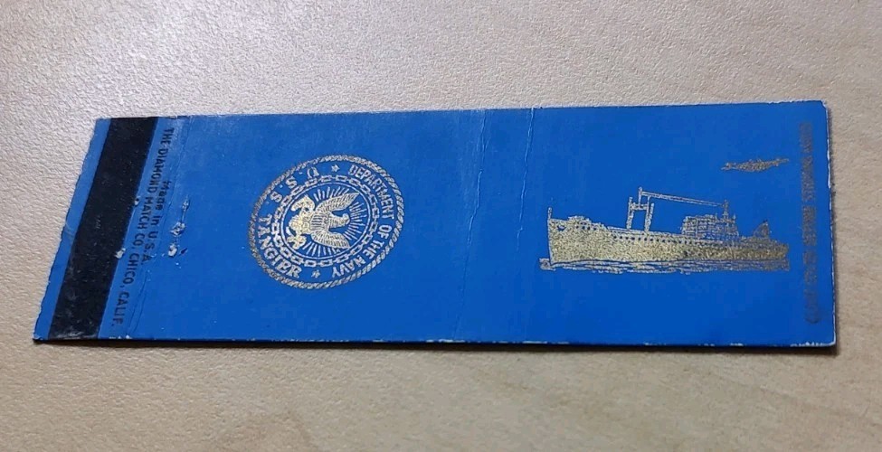 Matchbook Cover USS Tangier AV-8 Seaplane Tender At Pearl Harbor WWII WW2 USN