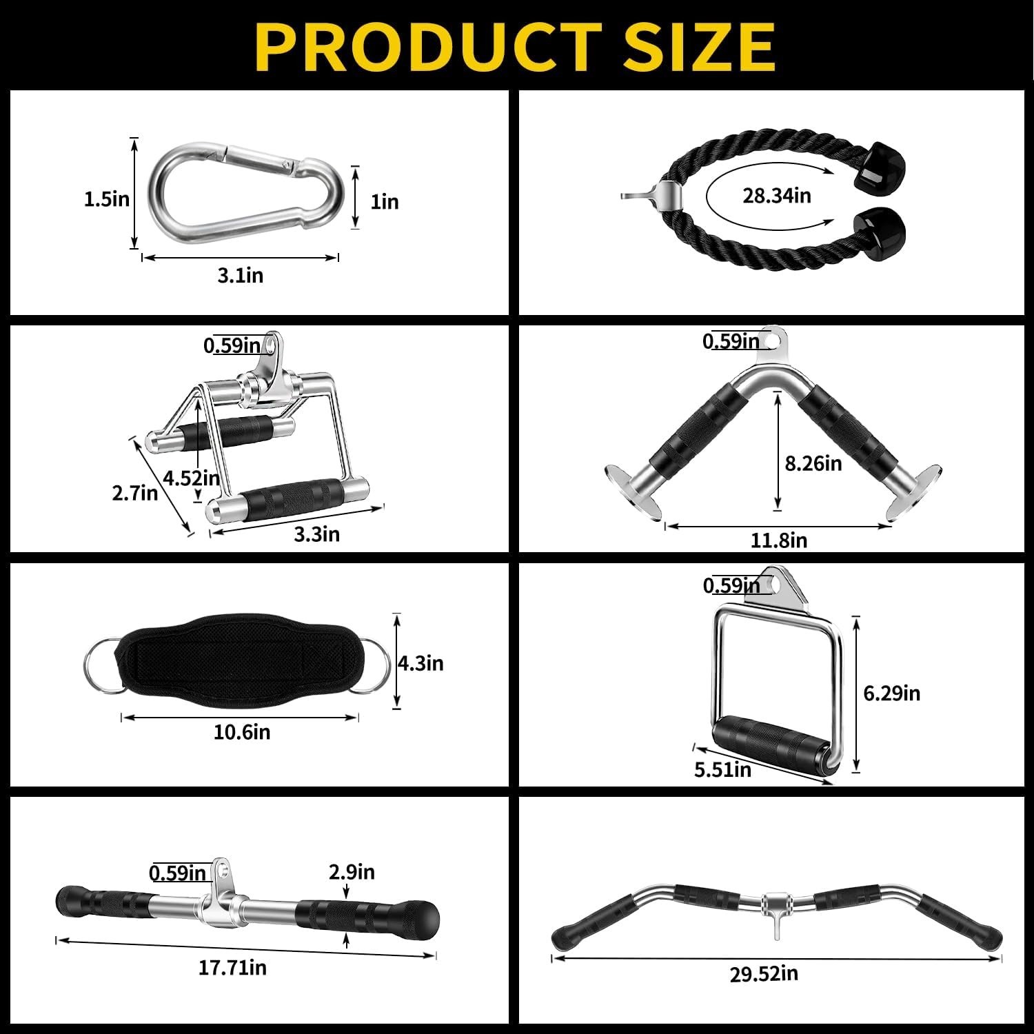 Durable Tricep Pull Down & LAT Pulldown Attachments Set - Enhance Your Home Gym