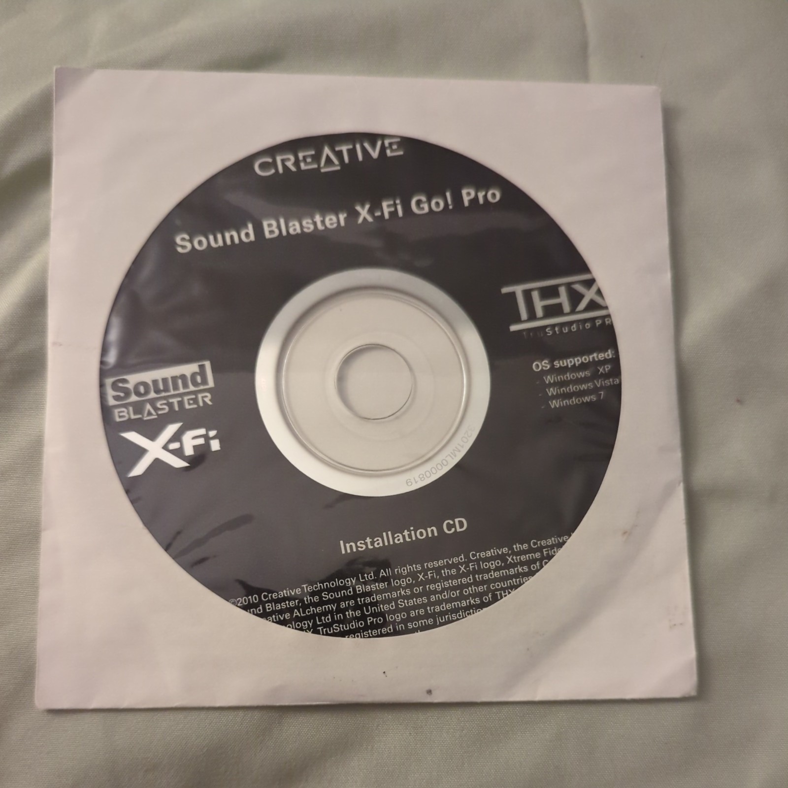 Creative SOUND BLASTER X-Fi Go Pro THX Software & Drivers Install CD Disk