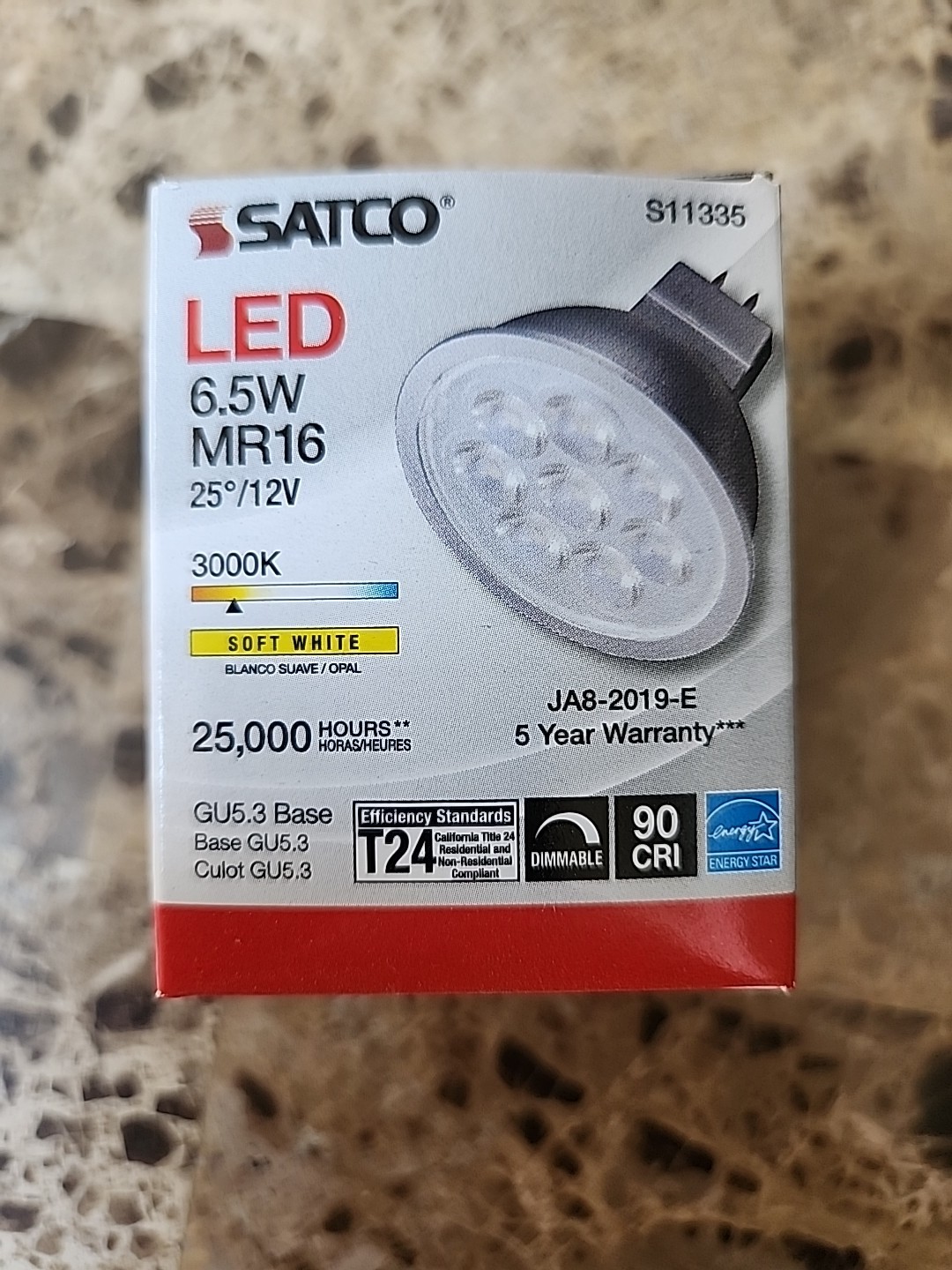 New Satco S11335 LED 6.5W MR16 Light Bulb Soft white 3000k 25/12v gu5.3 base