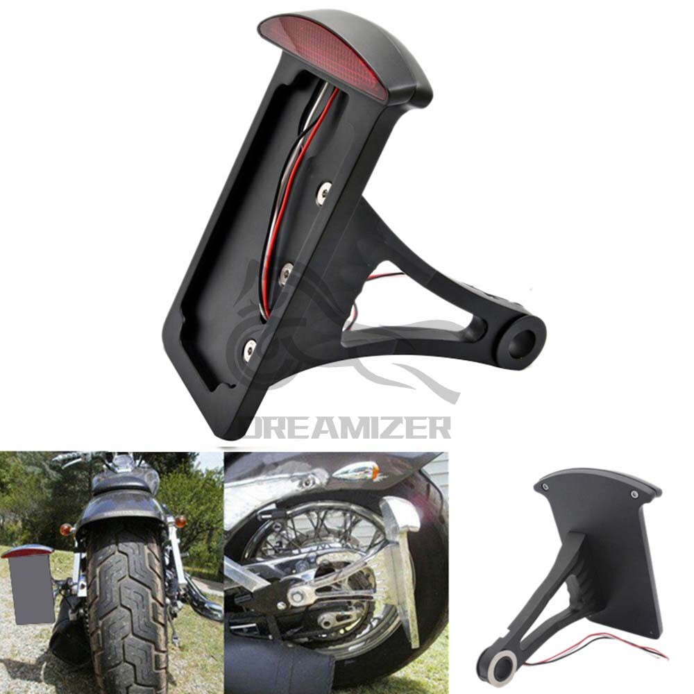 Universal Black Motorcycle BRAKE Tail LED LIGHT Side Mount License Plate Holder