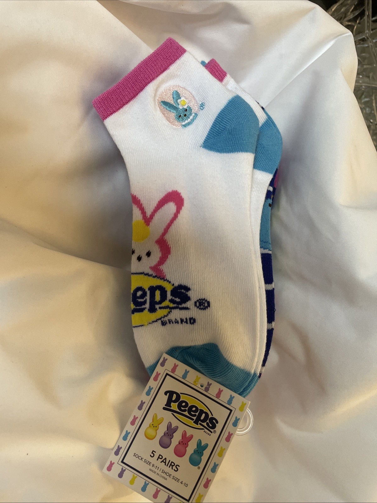 Peeps Women’s ankle Socks Set 5 pairs Size 9-11 /Shoe Size 4-10 Blue Brand New