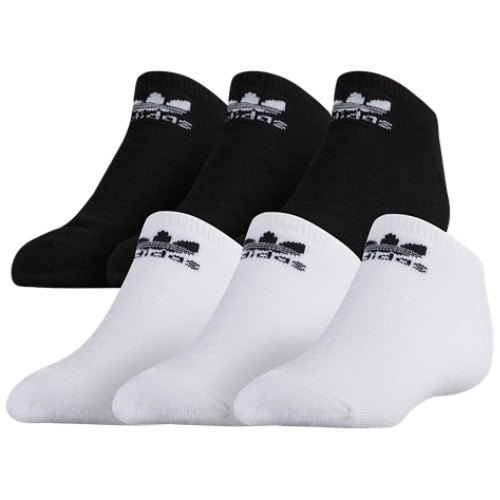 adidas Originals Men's Trefoil Black/White No-Show Socks 6PK Size Large