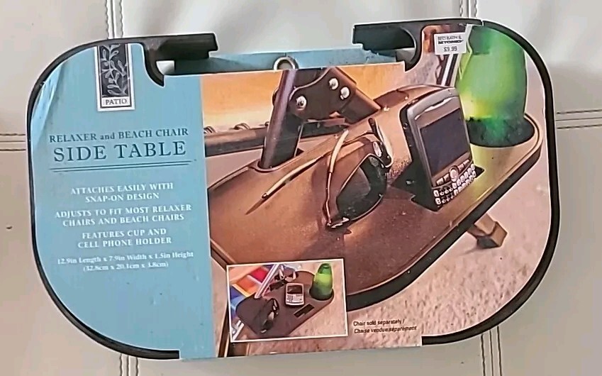 Bed Bath & Beyond Relaxer & Beach Chair Snap-on Side Table New FREE SHIPPING