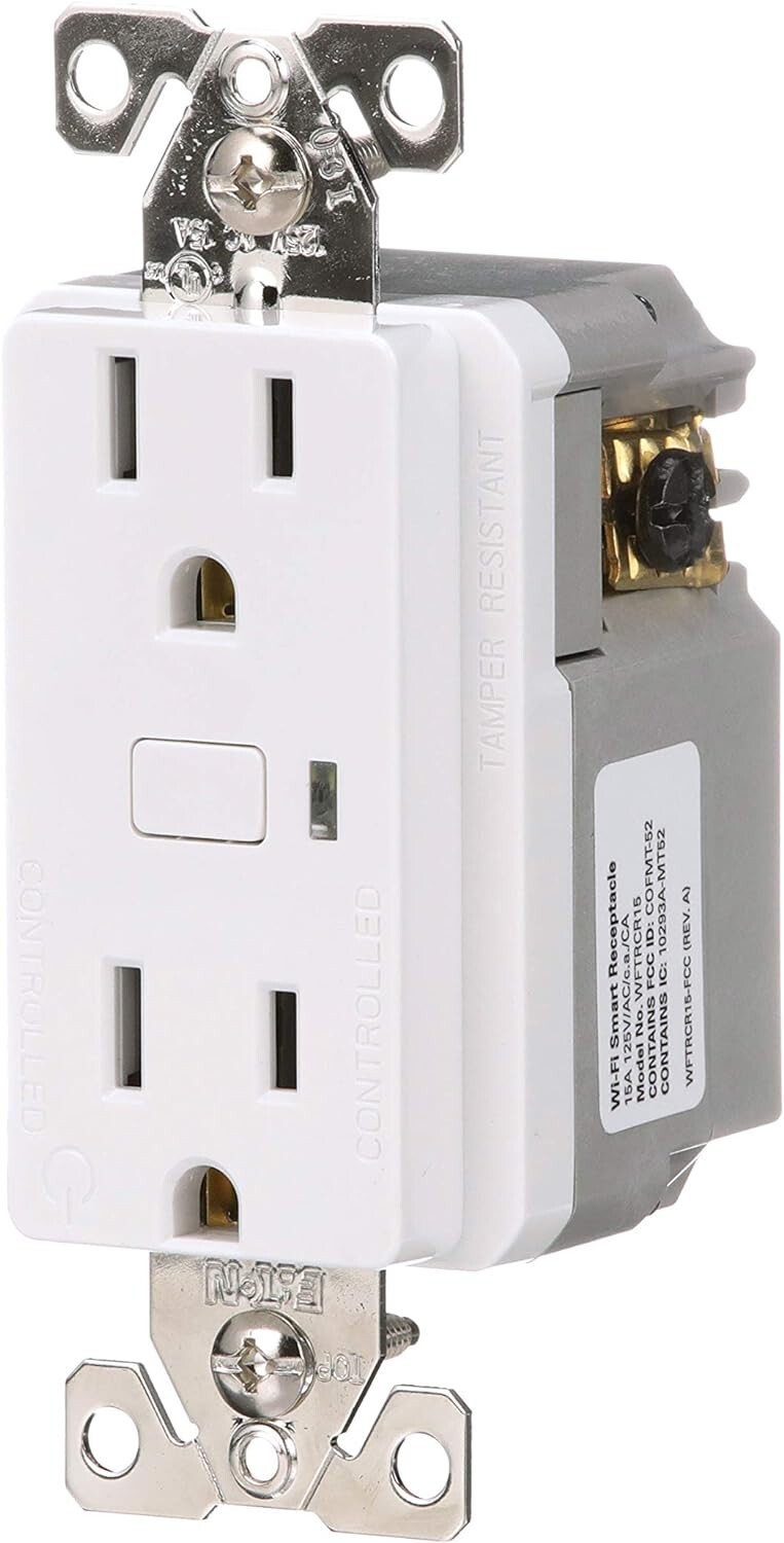 Eaton WFTRCR15-W-SP-L Wi-Fi Smart Receptacle Works with Alexa, White Color
