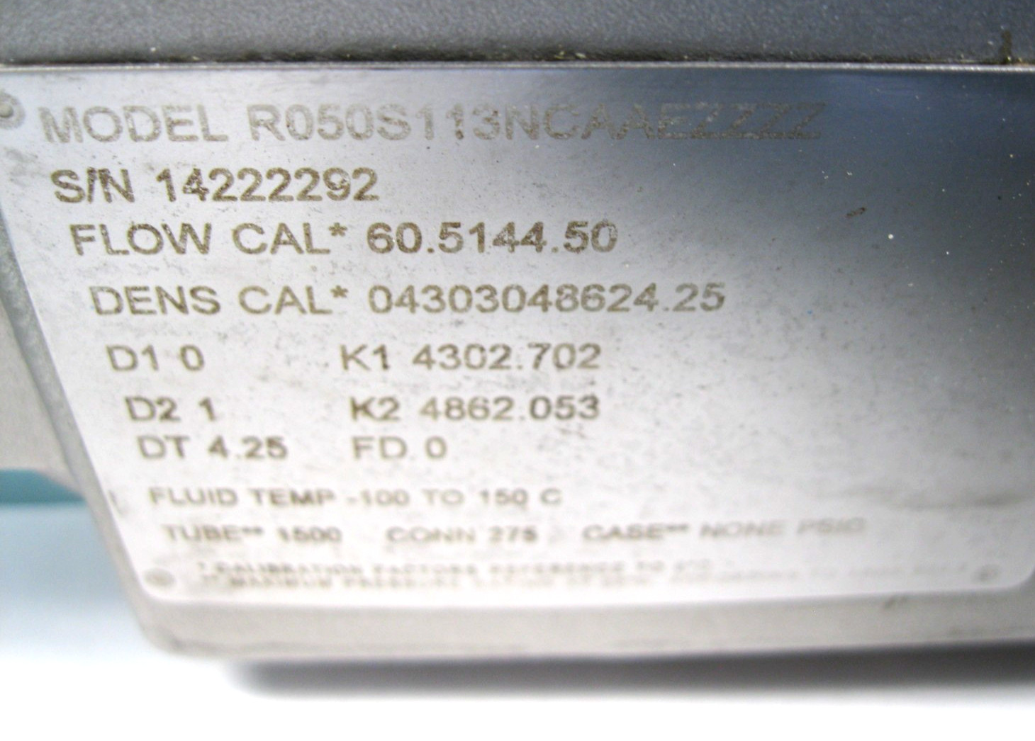 1/2" 150# Micro Motion R050 Mass Flow Sensor 1700 Transmitter CALIBRATED C10