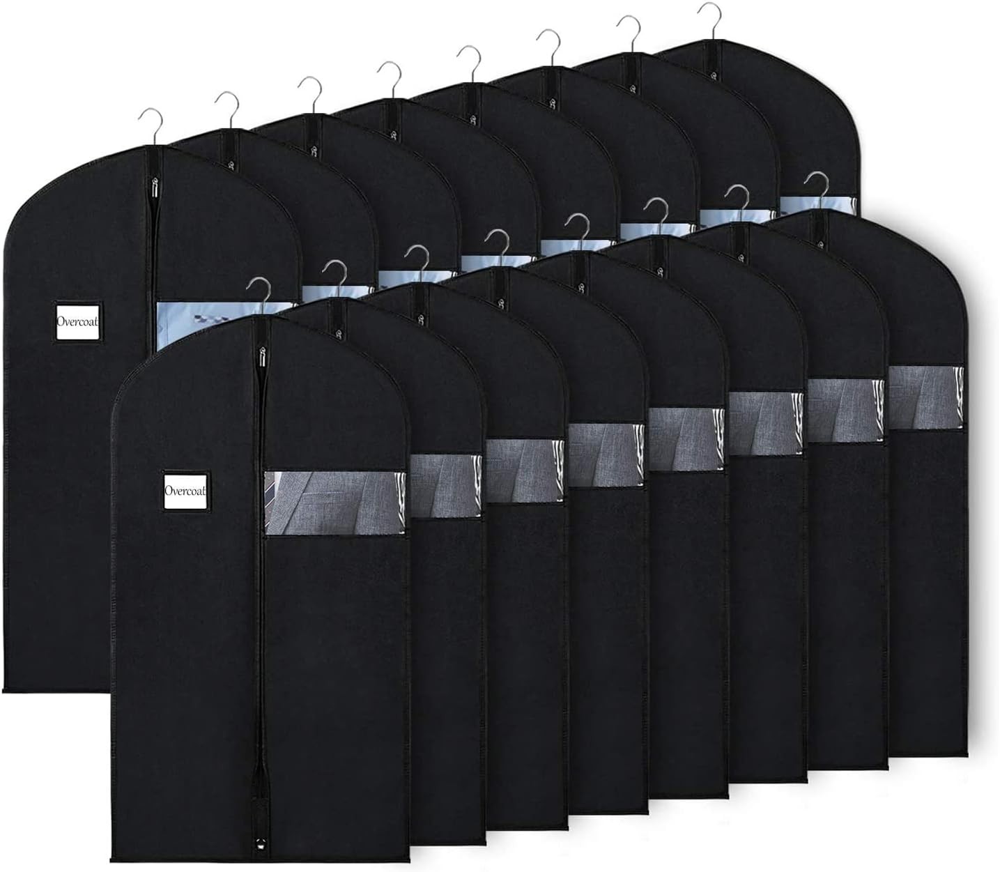 16 Pack Suit Bags Garment Bag Men Storage 40-inch Clothes Cover W/ Clear Window