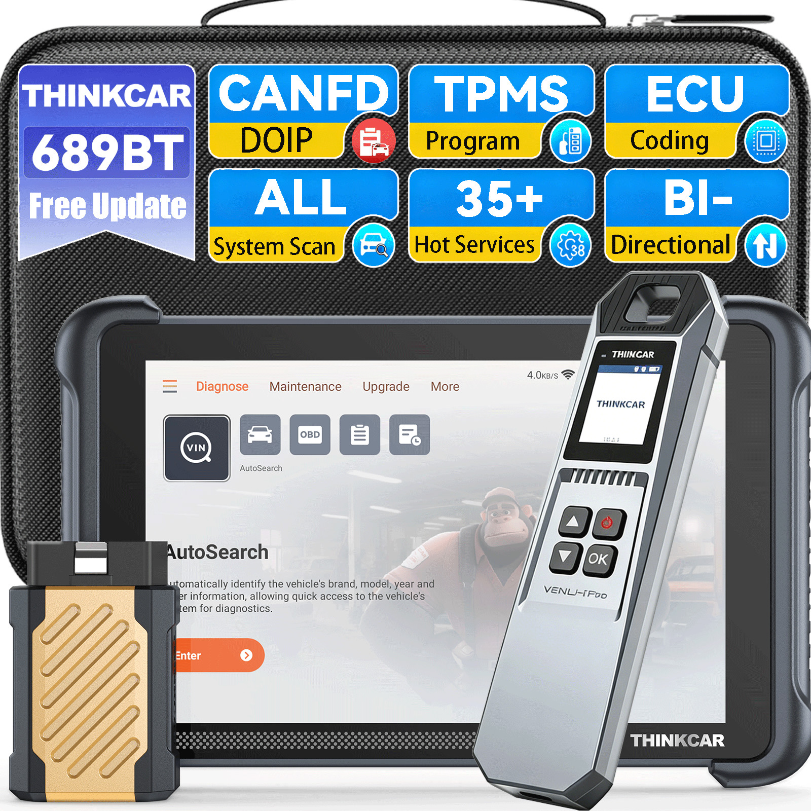 ThinkScan 689BT + iPRO Car TPMS Programmer Auto Full Diagnostic Tool 35+Services