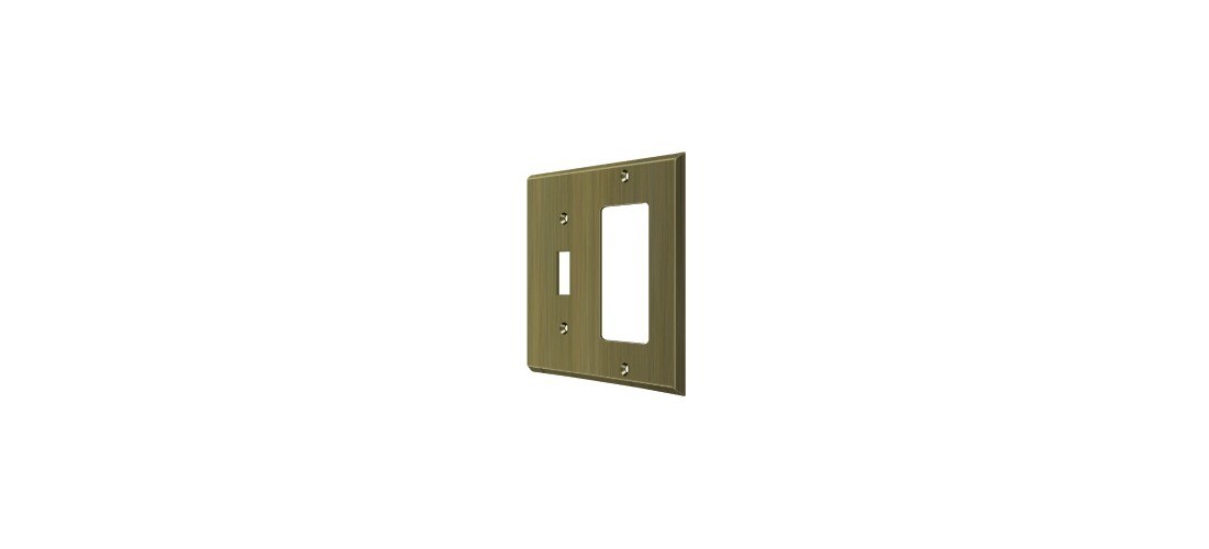 Deltana SWP4743U5 Switch Plate, Single Switch/Single Rocker in Antique Brass