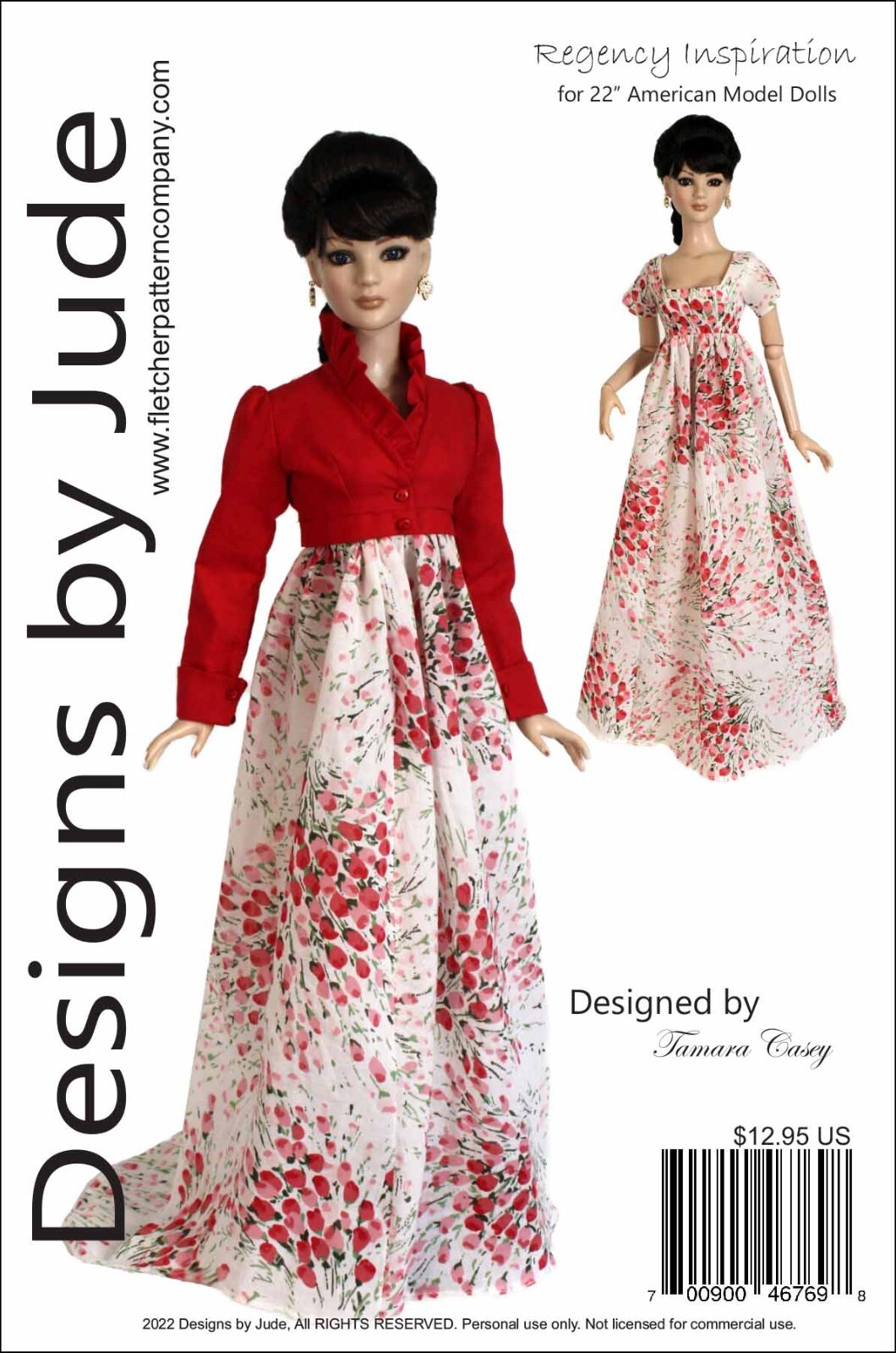 Regency Inspiration Doll Clothes Sewing Pattern 22" American Model Dolls Tonner