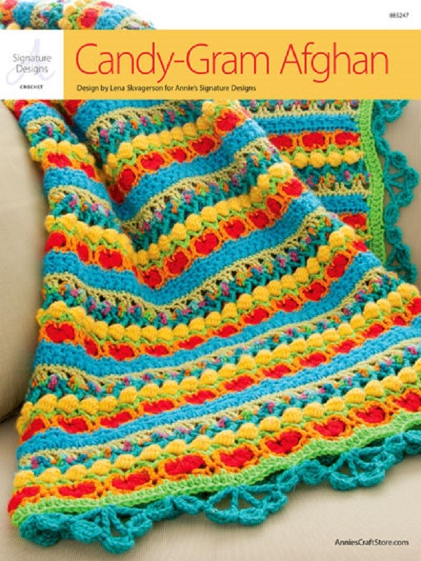 Crochet Pattern Leaflet CANDY GRAM AFGHAN & Edging