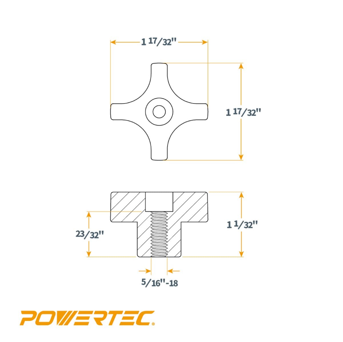 5 Pack 5/16"-18 4 Point Knobs, Threaded Clamping Knobs for T Track & Table Sa...
