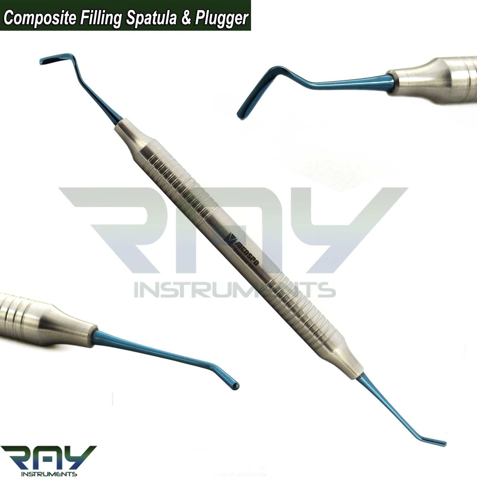 Dental Composite Filling Instruments Spatula & Plugger Titanium Blue Tips
