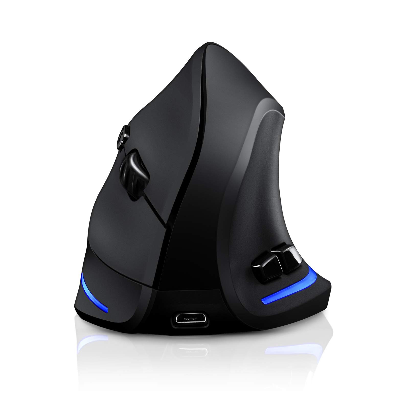 Ergonomic 2.4G Wireless Vertical Optical Mouse Adjustable 2400 DPI Black